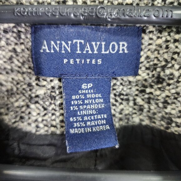 Womens Ann Taylor Petites Wool Blend Tweed Jacket Blazer Long Sleeve Size 6P - Picture 5 of 10